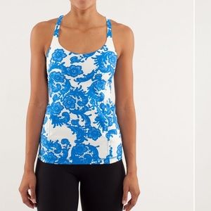 Lululemon Free To Be Tank Laceoflage Polar Cream Beaming Blue Size 6
